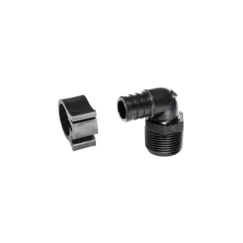 PEXLOCK Pipe Elbow, 3/4 in, MPT, 90 deg Angle, Black, 100 psi Pressure Pair