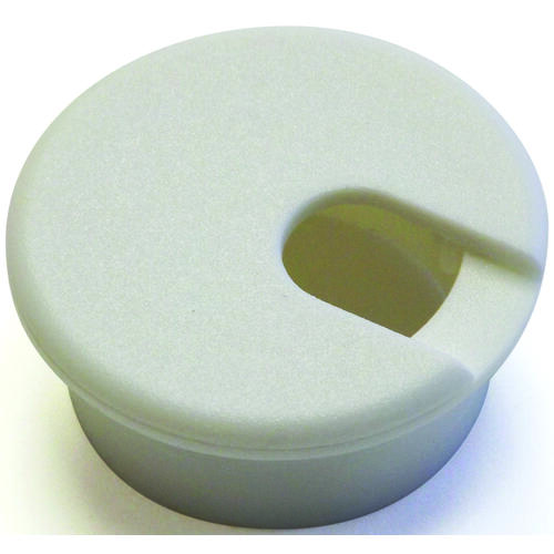 Desk Grommet, 1-1/2 in Dia Cable, Polystyrene, Pure White