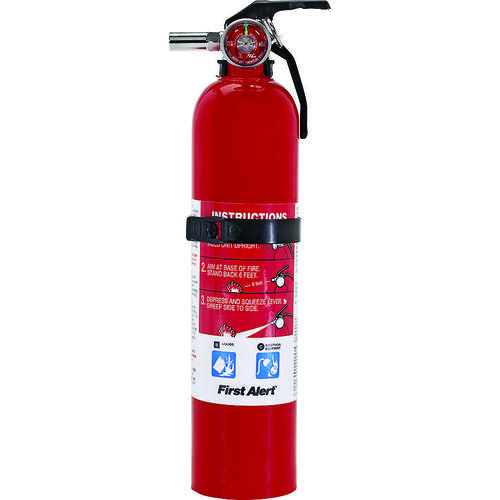 First Alert GARAGE10 Rechargeable Fire Extinguisher, 2.5 lb Capacity, Sodium Bicarbonate, 10BC