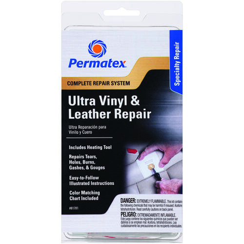 Vinyl and Leather Repair Kit, Liquid, Pungent, Clear