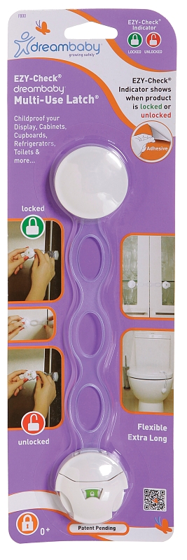 Dreambaby L800A Ezy-Check Series Safety Latch, 8 in L, 1-1/2 in W, Plastic, White