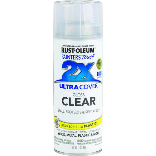 Rust-Oleum 249117 PAINTER'S Touch Clear Spray Paint, Gloss, Clear, 12 oz, Aerosol Can