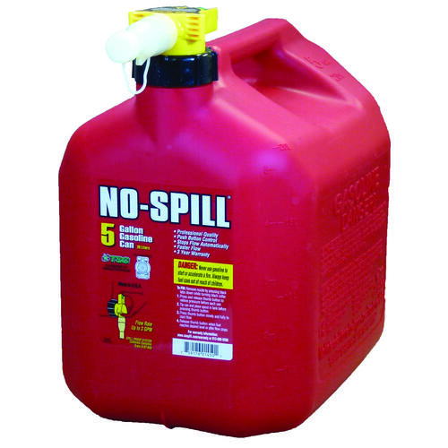 No-Spill 1450 Gas Can, 5 gal Capacity, Plastic, Red