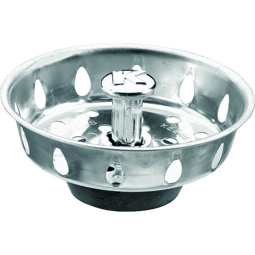 Basket Strainer with Adjustable Post, 3.3 in Dia, Stainless Steel, For: Most Kitchen Sink Drains Chrome