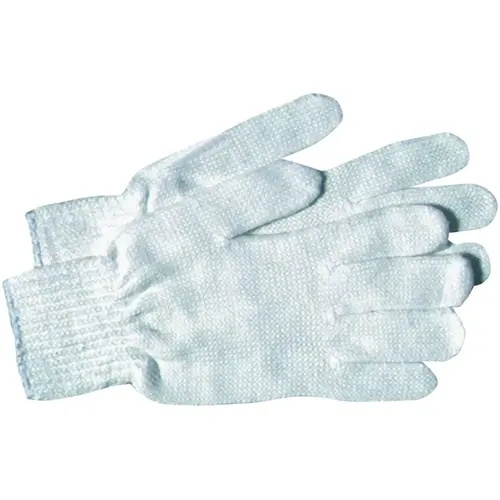 Gloves Men's, L, String Knit Cuff, Cotton/Poly, White