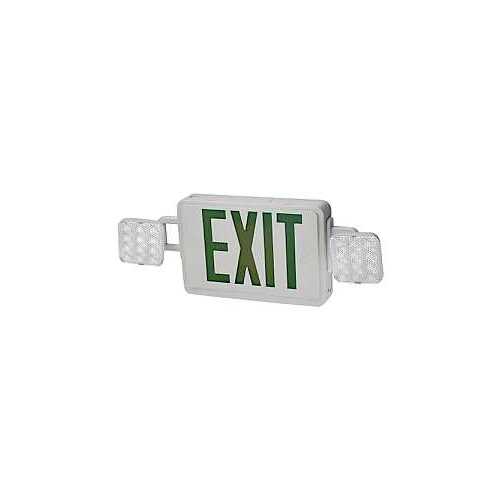 ETi 55502102 Emergency Light/Exit Sign Combo, 7.9 in OAW, 4.3 in OAH, 120/277 V, LED Lamp, Acrylic Fixture, Green/White