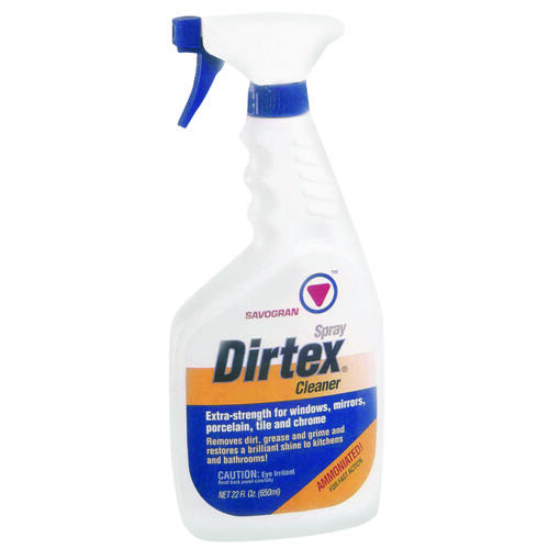 Dirtex 10763 Cleaner, 22 oz Bottle, Liquid, Ammonia, Clear