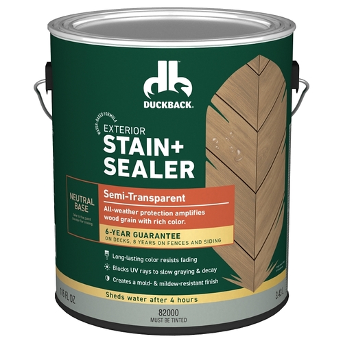 Exterior Stain and Sealer, Semi-Transparent, Neutral Base, 1 gal - pack of 4