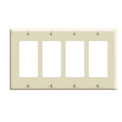 Decora 80412-I 80412-I Wallplate, 4-1/2 in L, 8.19 in W, 4 -Gang, Plastic, Ivory