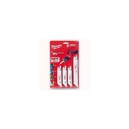 Reciprocating Saw Blade Set, 10-Piece, Bi-Metal, White, Bright