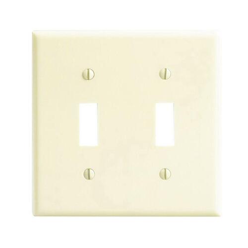 Leviton R51-86009-00I Wallplate, 4-1/2 in L, 2-3/4 in W, 2 -Gang, Thermoset, Ivory, Smooth