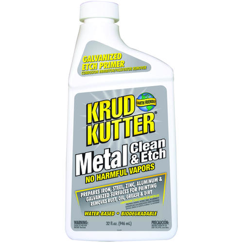 Krud Kutter ME326 Metal Clean and Etch, Liquid, Mild, Translucent Orange, 32 oz, Bottle