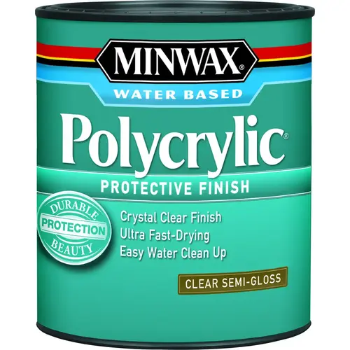 Polycrylic 4444 Protective Finish Paint, Semi-Gloss, Liquid, Crystal Clear, 0.5 pt, Can