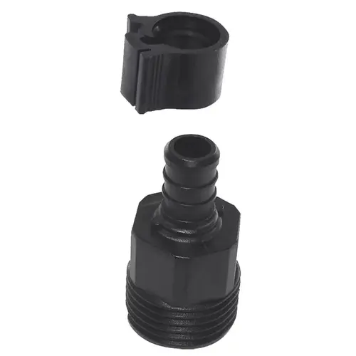 PEXLOCK Pipe Adapter, 1/2 x 3/4 in, PEX x MGH, Polysulfone, Black, 100 psi Pressure