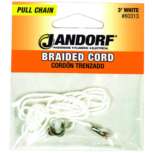 Jandorf 60313 Pull Chain, 3 ft L Chain, White