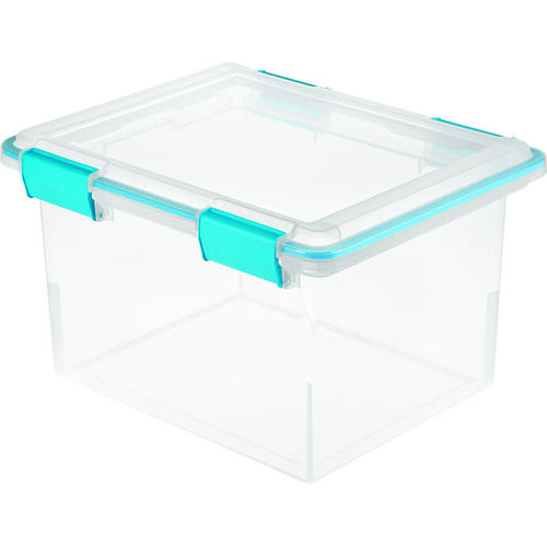 Gasket Box, Plastic, Blue Aquarium/Clear, 18-1/2 in L, 14-7/8 in W, 11-1/8 in H