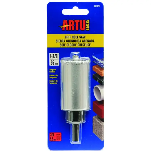 ARTU 02820 Hole Saw, 1-3/8 in Dia, 2-1/4 in D Cutting, 5/8-18 Arbor, Tungsten Carbide Cutting Edge