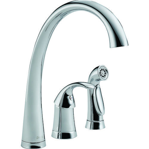 Delta 4380-DST Pilar Series Kitchen Faucet with Side Sprayer, 1.8 gpm, 1-Faucet Handle, Brass, Chrome Plated