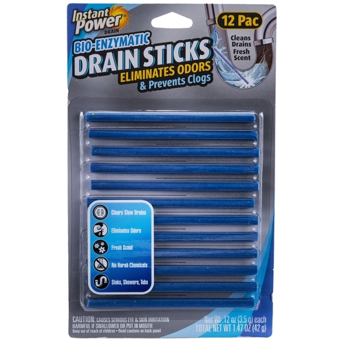 Instant Power 1507 Bio-Enzymatic Drain Stick, Solid Blue - pack of 12