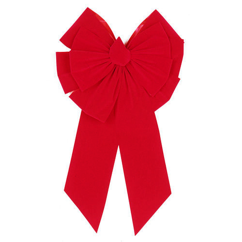 Deluxe Outdoor Bow, 3 in H, Velvet, Red