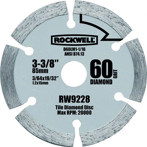 Rockwell RW9228 Saw Blade, 3-3/8 in Dia, 5/8 in Arbor
