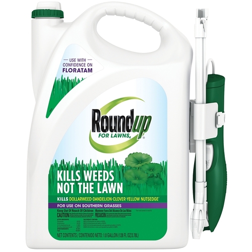 Lawn Weed Killer with Extended Reach Wand, Liquid, Spray Application, 1 gal Clear/Light Brown