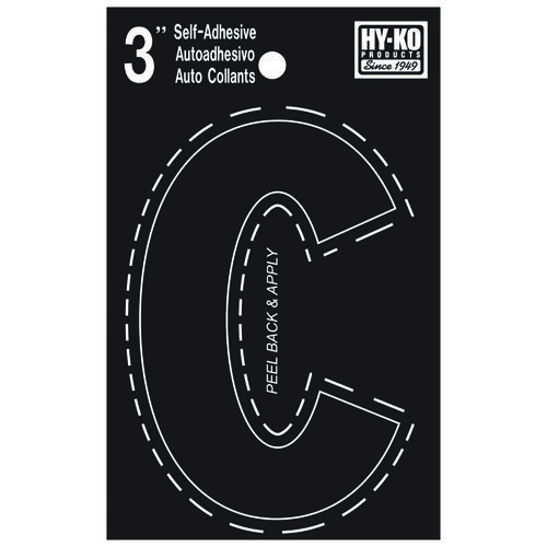 Hy-Ko 30413-XCP10 30400 Series Die-Cut Letter, Character: C, 3 in H Character, Black Character, Vinyl - pack of 10