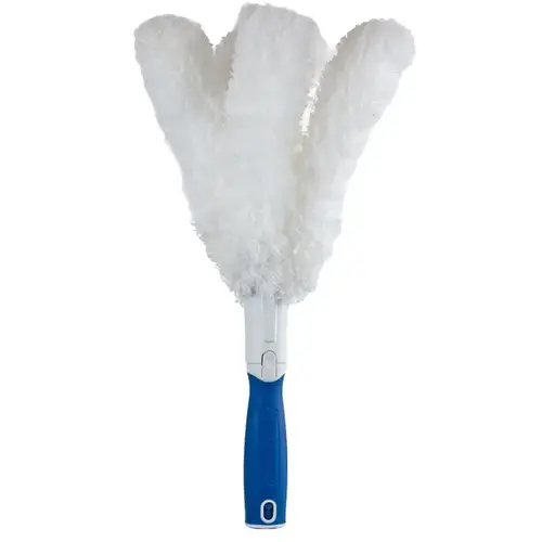 Feather Duster, 2 in Head, Microfiber Head, 6 in L Handle, White