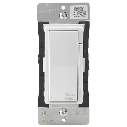 R01-DW6HD-1RZ Dimmer, 1 -Pole, 3 -Way, 120 V, 60 Hz, Wi-Fi, Hardwired, Light Almond/White