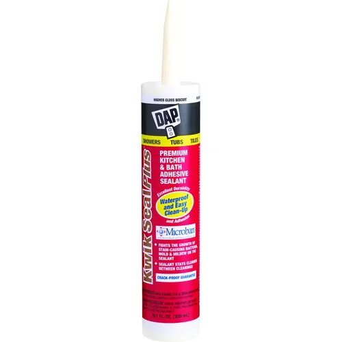 KWIK SEAL PLUS Adhesive Sealant, Biscuit, 24 hr Curing, -20 to 150 deg F, 10.1 oz Tube