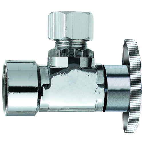 Shut-Off Valve, 3/8 x 3/8 in Connection, FIP x Compression, Brass Body Chrome