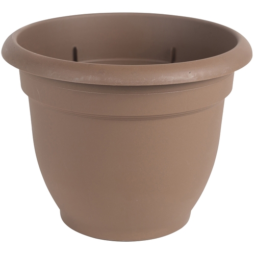 Self-Watering Planter, 12 in Dia, 13 in W, Round, Plastic, Chocolate