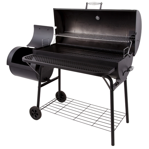 Char-Broil 21201571 Deluxe Offset Charcoal Smoker Grill, 3 -Grate, 925 sq-in Primary Cooking Surface, Black, Steel Body