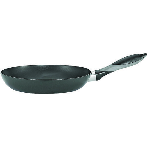 Saute Pan, 12 in Dia, Aluminum, Black, Soft-Grip Handle