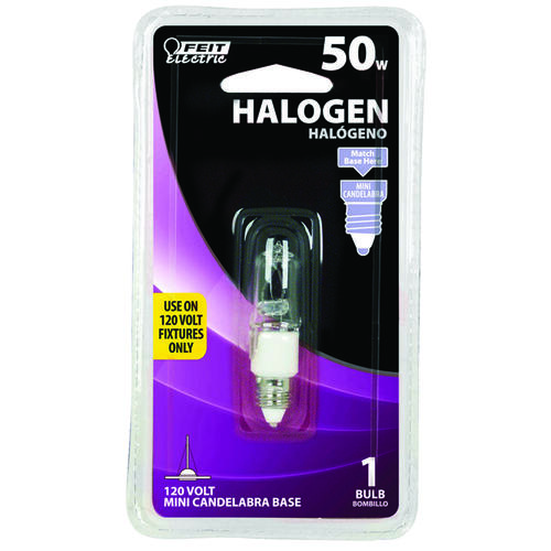 Feit Electric BPQ50/CL/MC/RP BULB HALOGEN MNI CAND CLR 50W