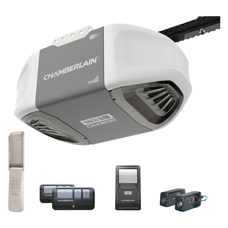 Chamberlain C450 Garage Door Opener, 120 V, Smartphone Control Gray/White