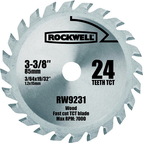 Rockwell RW9231 Circular Saw Blade, 3-3/8 in Dia, 24-Teeth, Carbide Cutting Edge