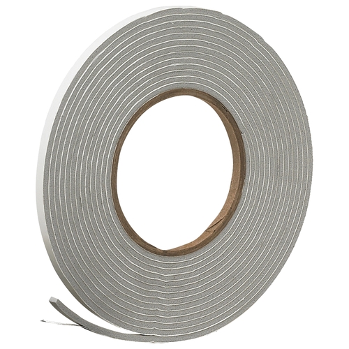 Foam Weatherseal Tape, 1/4 in W, 17 ft L, 1/8 in Thick, Vinyl, Gray Foam Weatherseal Tape, 1/4 in W, 17 ft L, 1/8 in Thick, Vinyl, Gray