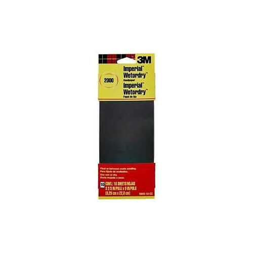 Sandpaper, 9 in L, 3.66 in W, Ultra Fine, 2000 Grit, Silicon Carbide Abrasive, Paper Backing - pack of 10