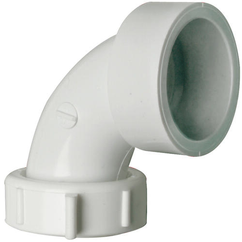 Plumb Pak PP55-11 Sink Trap Pipe Elbow, 1-1/2 in, 90 deg Angle, PVC White