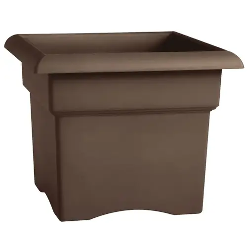Bloem 57314CH Deck Box Planter, 14 in W, Square, Plastic, Chocolate