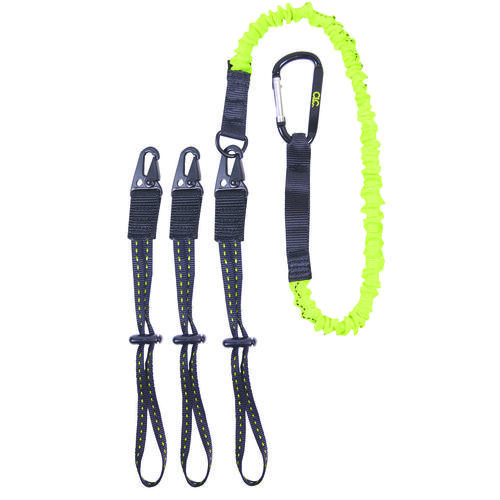 GEAR LINK Interchangeable End Tool Lanyard, 41 to 56 in L, 6 lb Working Load, Carabiner End Fitting Black/Yellow