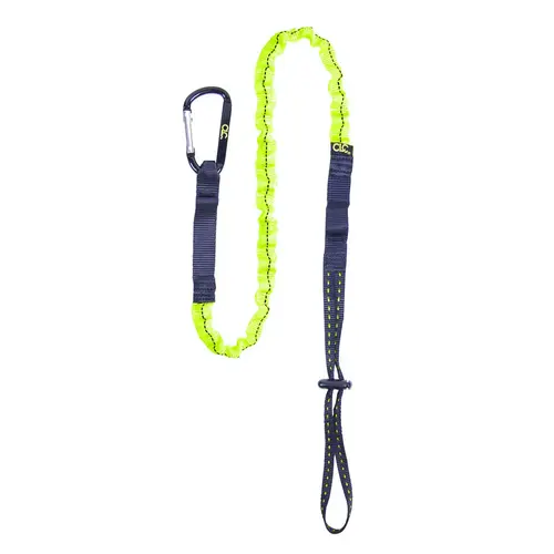 GEAR LINK Tool Lanyard, 39 to 56 in L, 6 lb Working Load, Carabiner End Fitting Black/Yellow