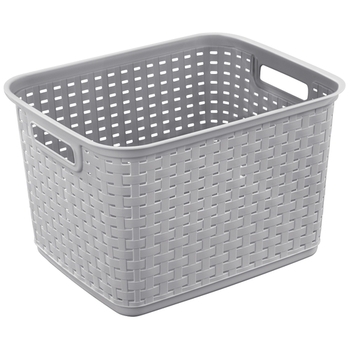 Tall Weave Basket, 1.8 cu-ft Capacity, Plastic, Cement, Rectangle