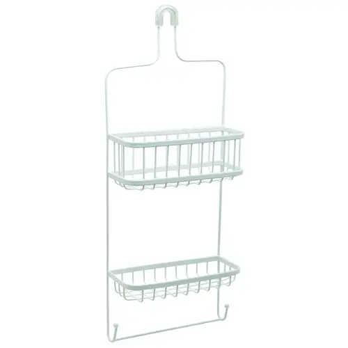 E Shower Caddy, Steel, 10.38 in OAW, 26.13 in OAH, 4.13 in OAD White