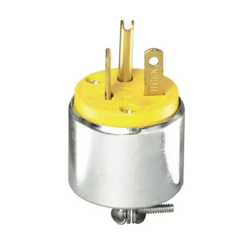 Leviton 620PA Armored Plug, 2 -Pole, 20 A, 250 V, NEMA: NEMA 6-20P, Yellow