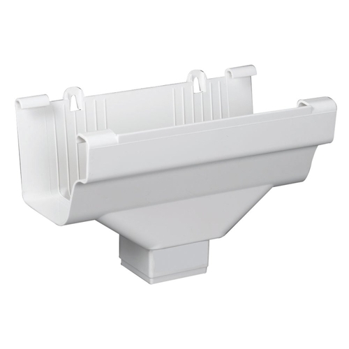 Gutter End Outlet, Vinyl, White