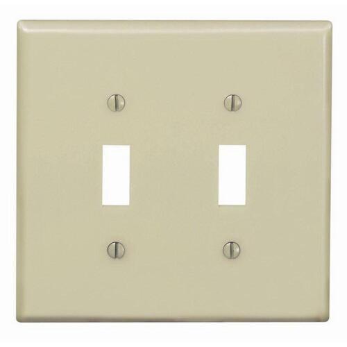 PJ2-I Wallplate, 4-7/8 in L, 4.94 in W, 2 -Gang, Nylon, Ivory