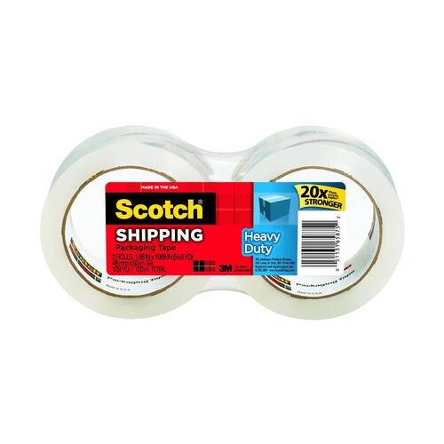 SCOTCH 3850-2 Packaging Tape, 54.6 yd L, 1.88 in W, Polypropylene Backing, Clear - pack of 2