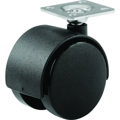 Swivel Caster, 2 in Dia Wheel, Nylon/Urethane Wheel, Black, 75 lb Pair